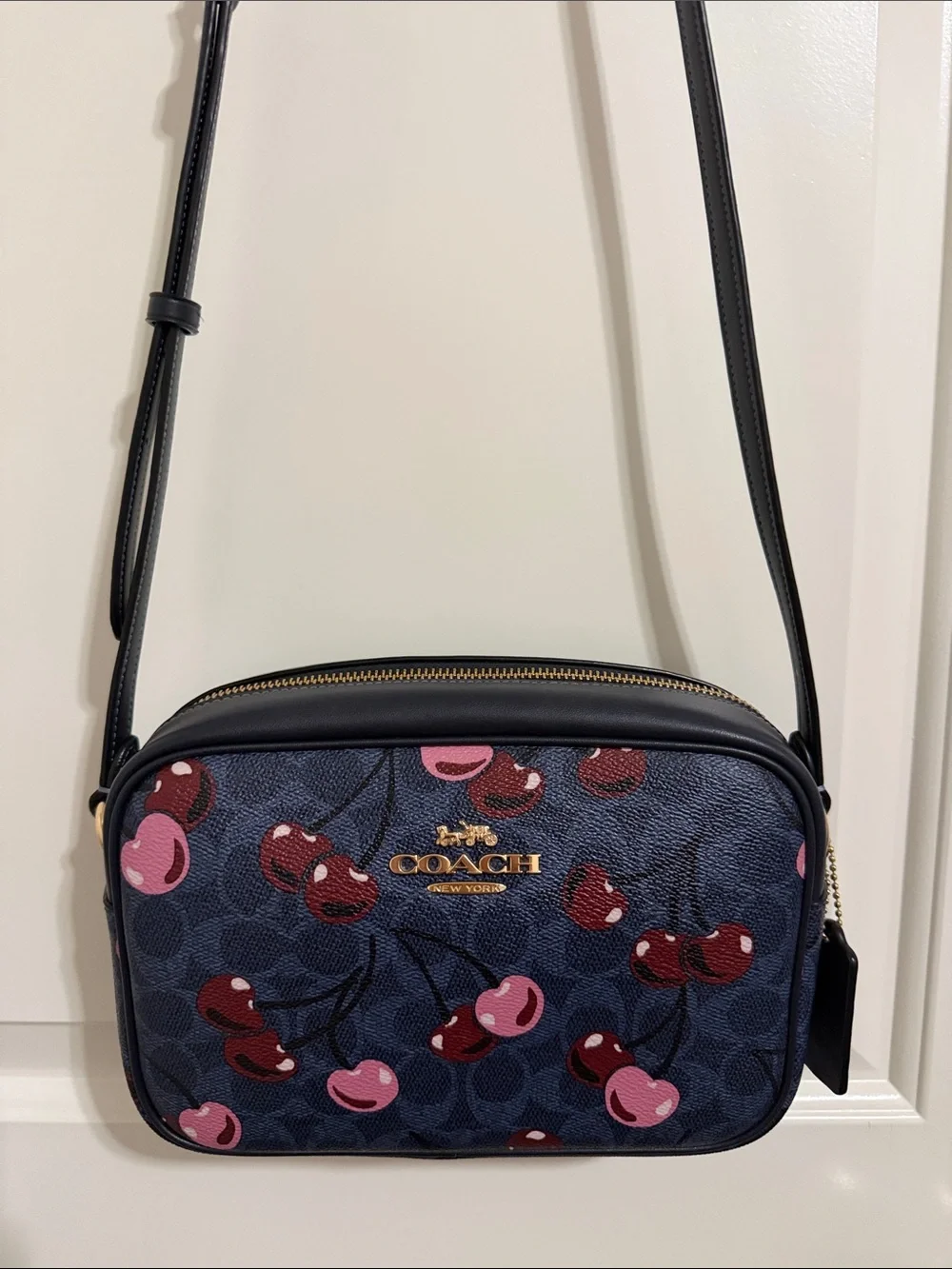 Coach Navy Cherry Print Crossbody Bag